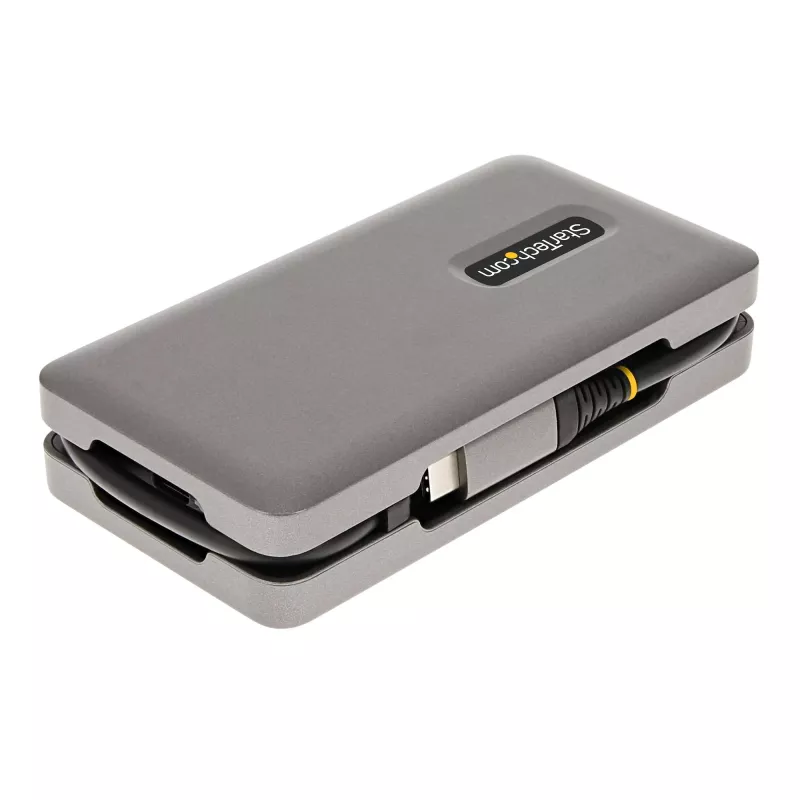 StarTech.com USB-C Multiport Adapter - 4K 60Hz HDMI/DP - 3-Port USB Hub - 100W Power Delivery Pass-Through - GbE - Travel Mini Docking Station w/ Charging - 1ft/30cm Wrap-Around Cable