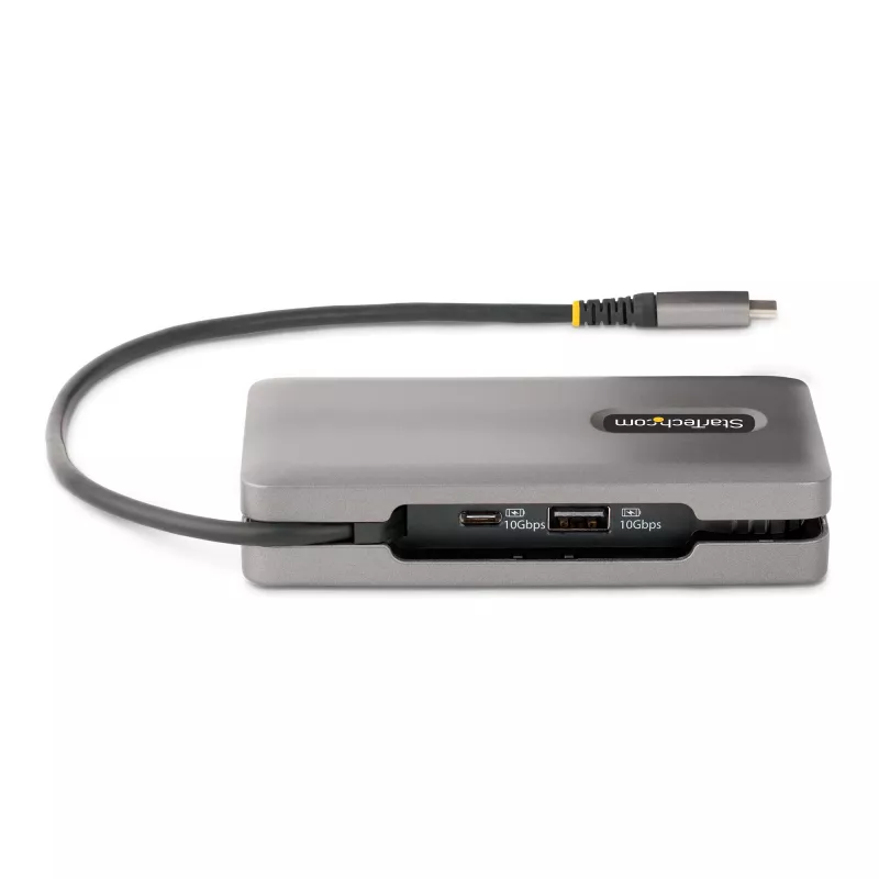 StarTech.com USB-C Multiport Adapter - 4K 60Hz HDMI/DP - 3-Port USB Hub - 100W Power Delivery Pass-Through - GbE - Travel Mini Docking Station w/ Charging - 1ft/30cm Wrap-Around Cable