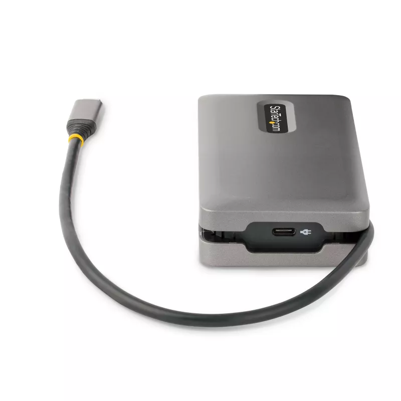 StarTech.com USB-C Multiport Adapter - 4K 60Hz HDMI/DP - 3-Port USB Hub - 100W Power Delivery Pass-Through - GbE - Travel Mini Docking Station w/ Charging - 1ft/30cm Wrap-Around Cable