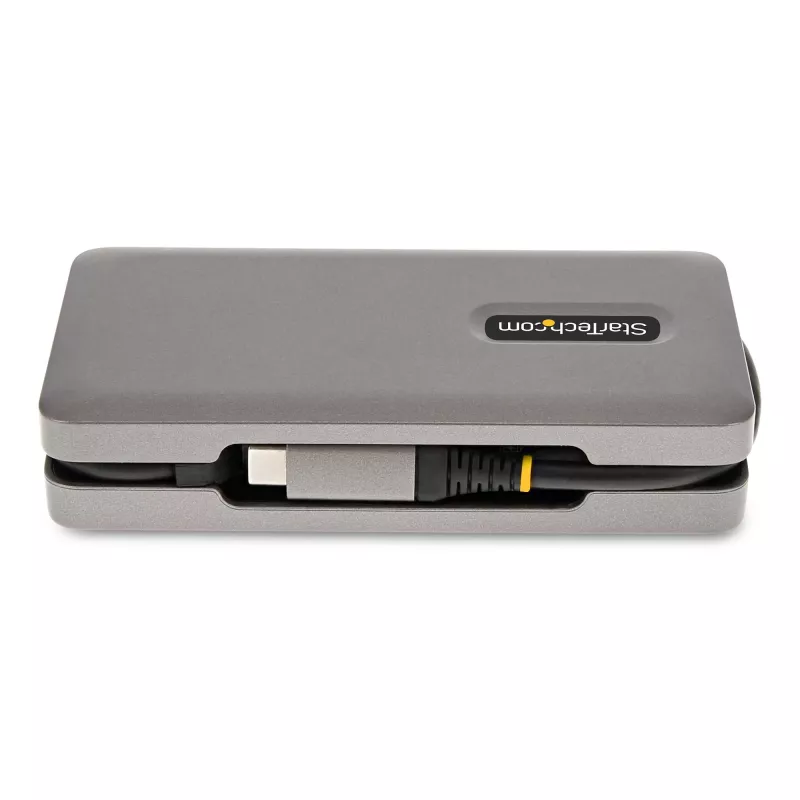 StarTech.com USB-C Multiport Adapter - 4K 60Hz HDMI/DP - 3-Port USB Hub - 100W Power Delivery Pass-Through - GbE - Travel Mini Docking Station w/ Charging - 1ft/30cm Wrap-Around Cable
