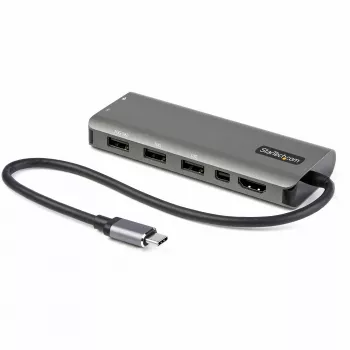 StarTech.com USB C Multiport Adapter - USB-C to HDMI or Mini DisplayPort 4K 60Hz, 100W Power Delivery Pass-Through, 4-Port 10Gbps USB Hub - USB Type-C Mini Dock - w/ 12 inch Attached Cable