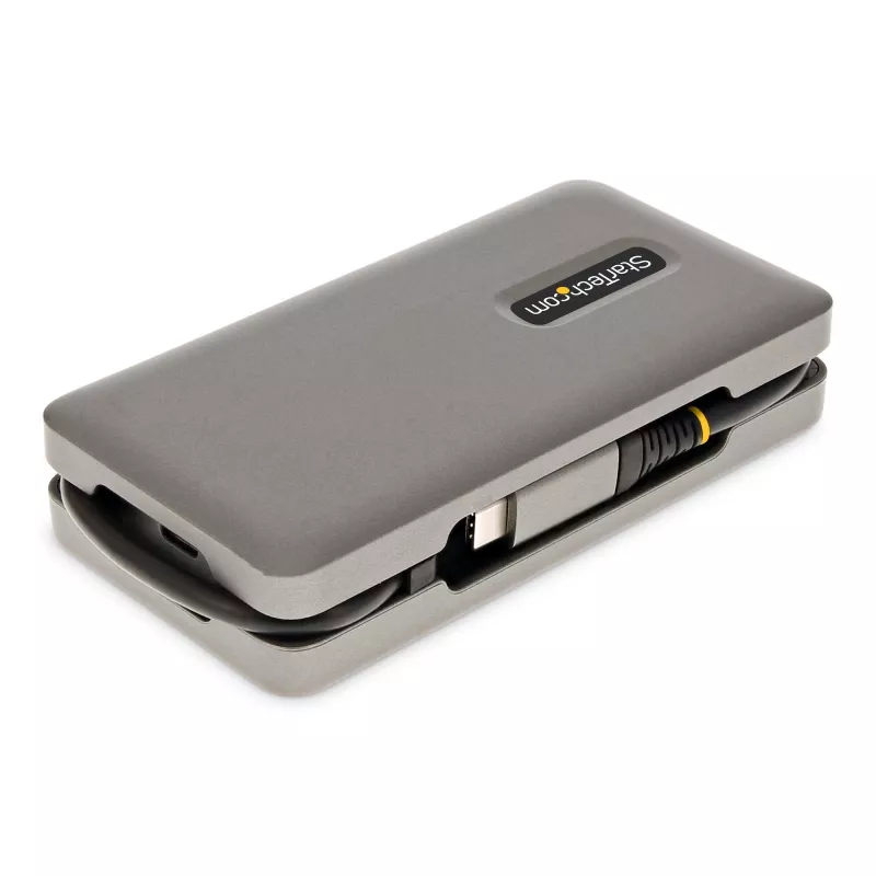 StarTech.com USB-C Multiport Adapter - HDMI/VGA - 4K 60Hz - 3-Port USB Hub - 100W Power Delivery Pass-Through - GbE - Travel Mini Docking Station w/ Charging - 1ft/30cm Wrap-Around Cable