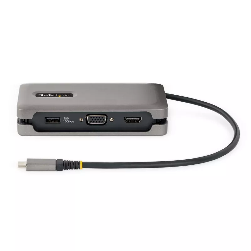 StarTech.com USB-C Multiport Adapter - HDMI/VGA - 4K 60Hz - 3-Port USB Hub - 100W Power Delivery Pass-Through - GbE - Travel Mini Docking Station w/ Charging - 1ft/30cm Wrap-Around Cable
