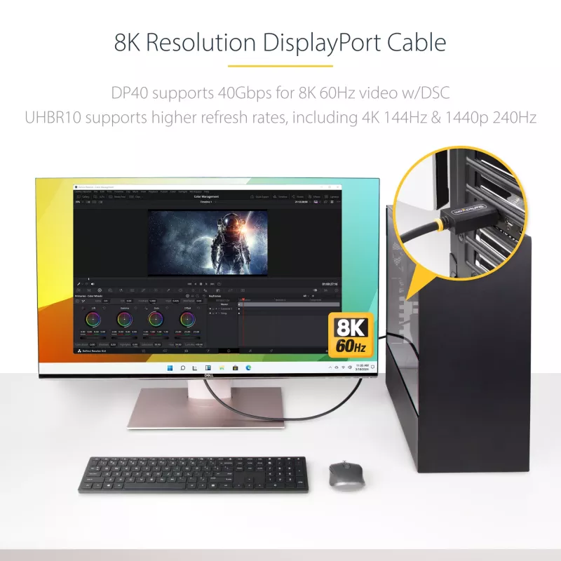 StarTech.com 2m DisplayPort 2.1 Cable, VESA Certified DP40 DisplayPort Cable w/UHBR10/HDR/HDCP 2.2, 8K 60Hz/4K 144Hz w/DSC 1.2a, 40Gbps, DP 2.1 Cable, UHD Monitor Cord, M/M