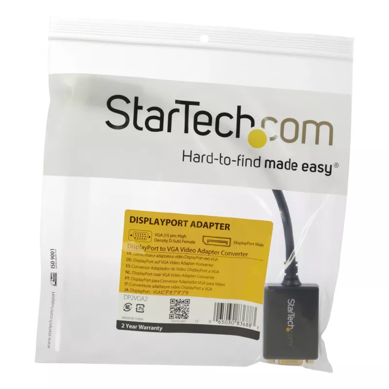 StarTech.com DisplayPort to VGA Adapter - Active DP to VGA Converter - 1080p Video - DisplayPort Certified - DP/DP++ Source to VGA Monitor Cable Adapter Dongle - Latching DP Connector