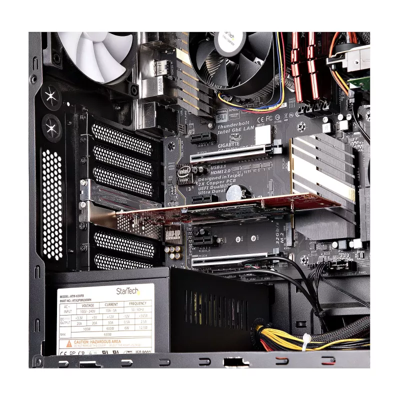 StarTech.com Dual M.2 PCIe SSD Adapter Card, PCIe x8 / x16 to Dual NVMe or AHCI M.2 SSDs, PCI Express 4.0, 7.8GBps/Drive, Bifurcation Required - Windows/Linux Compatible