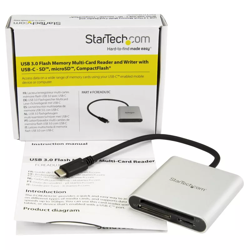 StarTech.com USB 3.0 Flash Memory Multi-Card Reader / Writer with USB-C - SD, microSD, CompactFlash