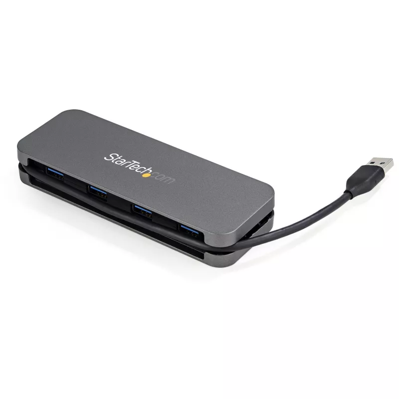 StarTech.com 4 Port USB 3.0 Hub - USB-A to 4x USB-A - SuperSpeed 5Gbps Portable USB 3.1 Gen 1 Type-A Hub - USB Bus Powered - Laptop/Desktop USB Hub with Long Cable 28cm & Cable Management~4 Port USB 3.0 Hub - USB-A to 4x USB-A - SuperSpeed 5Gbps Portable USB 3.2 Gen 1 Type-A Hub - USB Bus Powered - Laptop/Desktop USB Hub with Long Cable 28cm & Cable Management