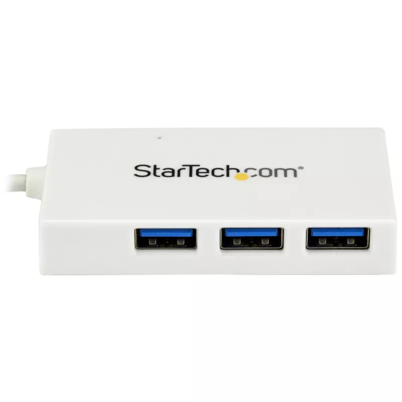 StarTech.com 4 Port USB C Hub with 1x USB-C & 3x USB-A Ports (SuperSpeed 5Gbps) - USB Bus Powered - Portable/Laptop USB 3.0 Adapter Hub - USB 3.1 Gen 1/USB 3.2 Gen 1 Type-C Hub - White~4 Port USB C Hub with 1x USB-C & 3x USB-A Ports (SuperSpeed 5Gbps) - USB Bus Powered - Portable/Laptop USB 3.0 Adapter Hub - USB 3.2 Gen 1 Type-C Hub - White