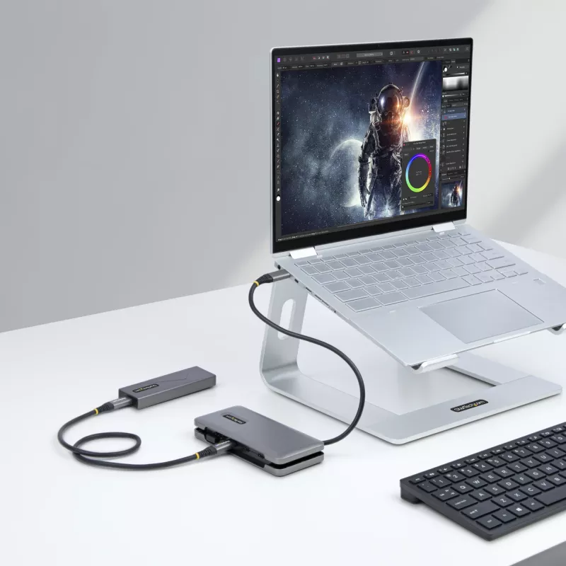 StarTech.com 4-Port USB-C Hub - 1x USB-A & 3x USB-C Ports - USB 3.2 Gen 2 (10Gbps) - Bus Powered - USB Type C Hub w/ 12.6in/32cm Wrap-Around Cable - Portable USB-C to USB-A Hub