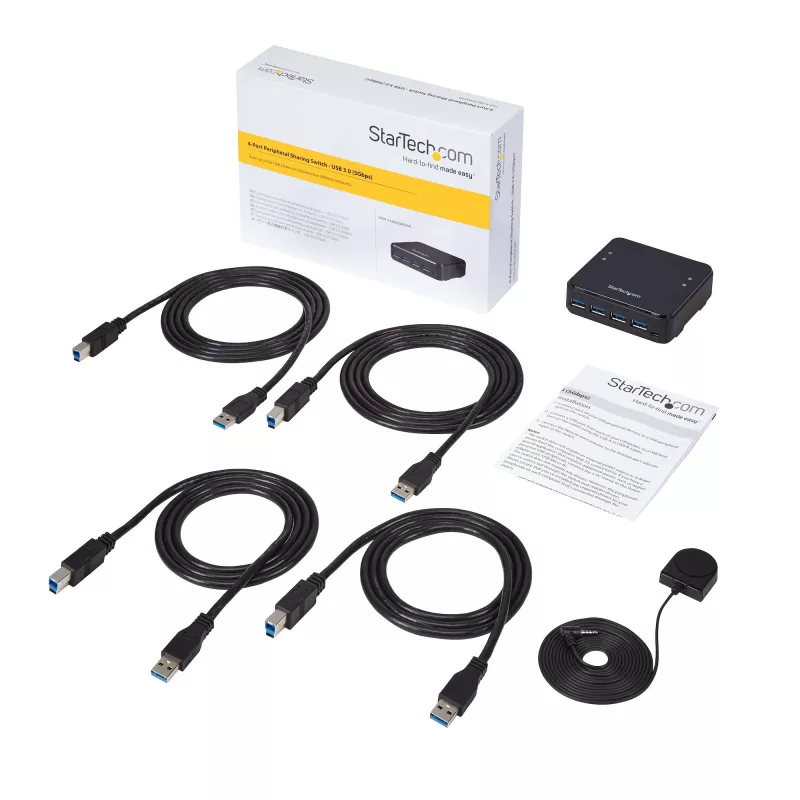 StarTech.com 4 to 4 USB 3.0 Peripheral Sharing Switch, 5 Gbit/s, Micro-USB Type-B, Black, Plastic, CE, FCC, REACH, 0 - 40 °C