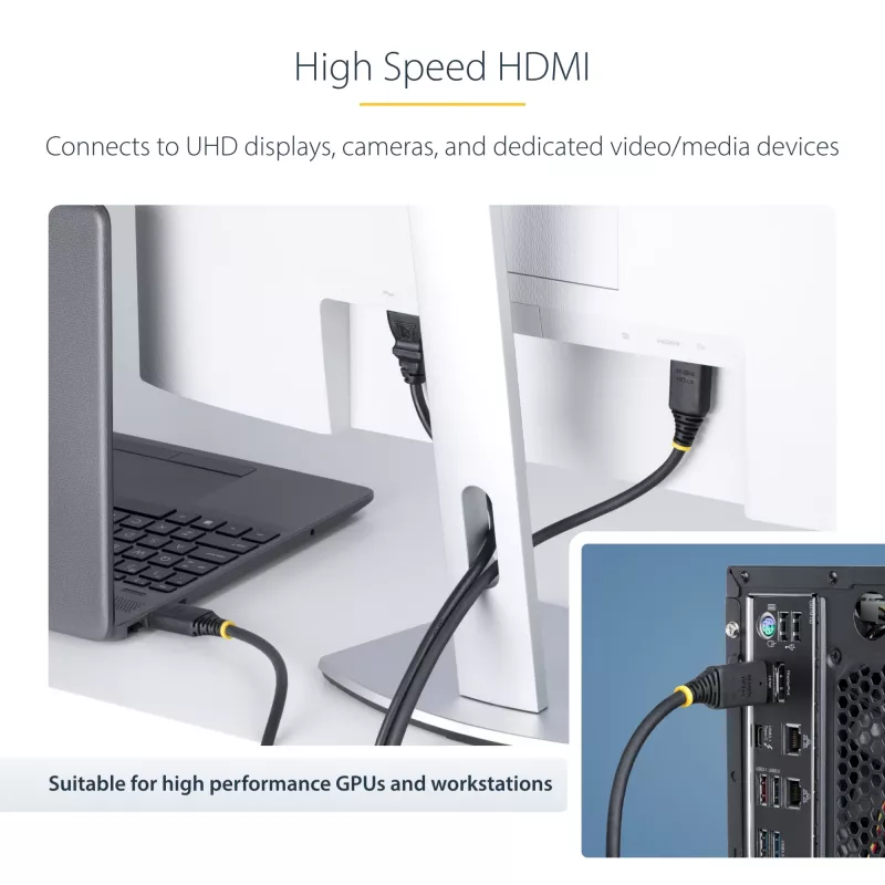 StarTech.com 30cm (1ft) High Speed HDMI Cable, 4K 60Hz/1440p 144Hz, HDR10/HDCP 2.2/ARC, 18Gbps, UHD HDMI 2.0 Cord for TV/Monitor/Display, TPE Jacket