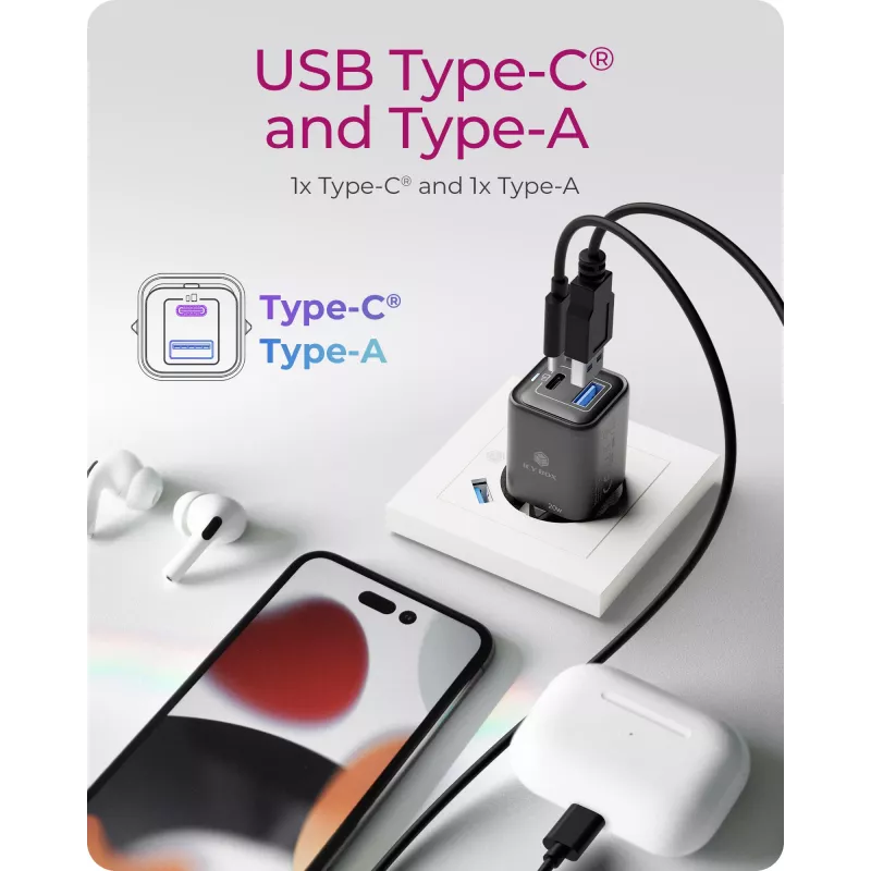 ICY BOX IB-PS1020-PD Universal Black AC Fast charging Indoor