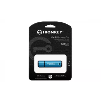 Kingston Technology IronKey 128GB Vault Privacy 50 AES-256 Encrypted, FIPS 197
