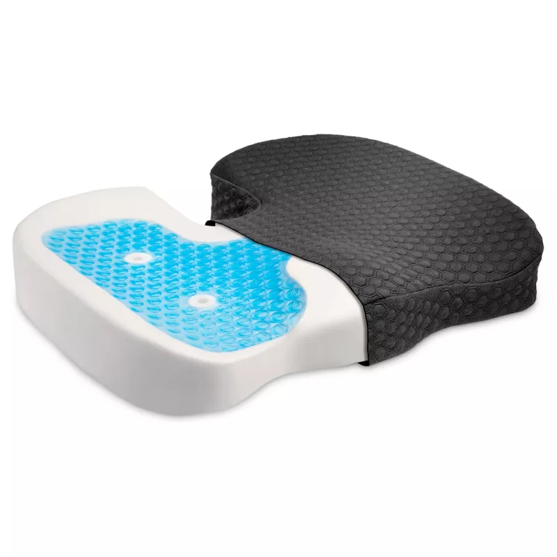 Kensington Premium Cool-Gel Seat Cushion, Seat cushion, Memory foam, Chair, Black, Monochromatic, Zipper