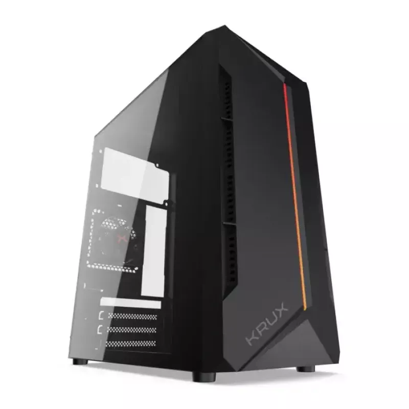PC case KRUX Astro Cube Black — cube chassis, supports micro ATX/mini‑ITX, 1×3.5 inch + 2×2.5 inch bays, side window, max PSU 28 cm, max cooler height 136 mm