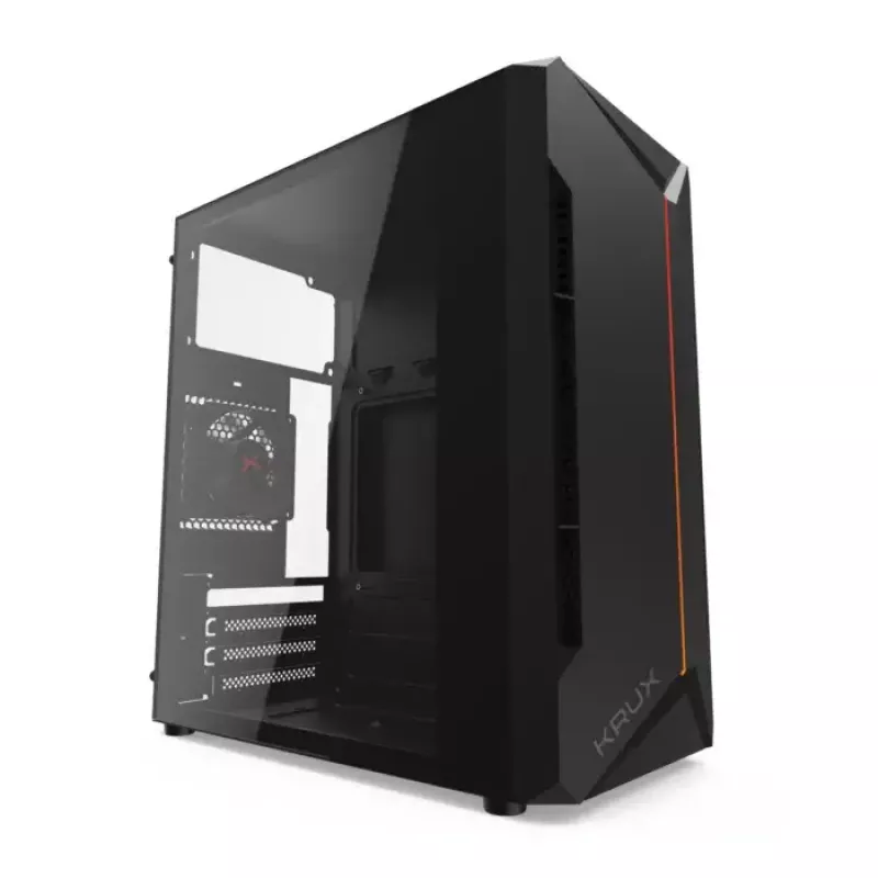 PC case KRUX Astro Cube Black — cube chassis, supports micro ATX/mini‑ITX, 1×3.5 inch + 2×2.5 inch bays, side window, max PSU 28 cm, max cooler height 136 mm