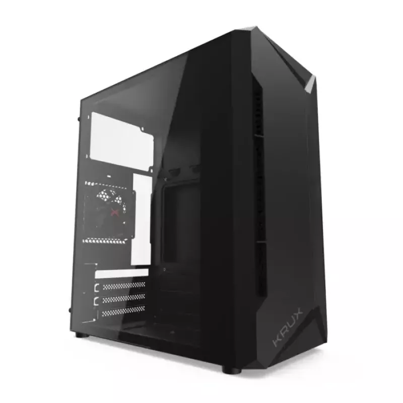 PC case KRUX Astro Cube Black — cube chassis, supports micro ATX/mini‑ITX, 1×3.5 inch + 2×2.5 inch bays, side window, max PSU 28 cm, max cooler height 136 mm