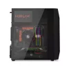 PC case KRUX Astro Cube Black — cube chassis, supports micro ATX/mini‑ITX, 1×3.5 inch + 2×2.5 inch bays, side window, max PSU 28 cm, max cooler height 136 mm