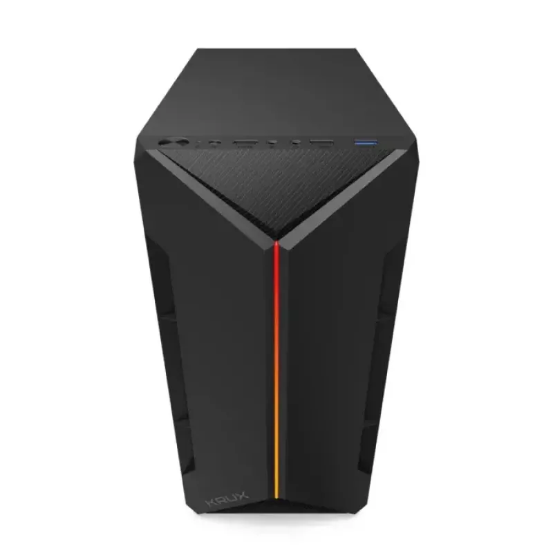 PC case KRUX Astro Cube Black — cube chassis, supports micro ATX/mini‑ITX, 1×3.5 inch + 2×2.5 inch bays, side window, max PSU 28 cm, max cooler height 136 mm
