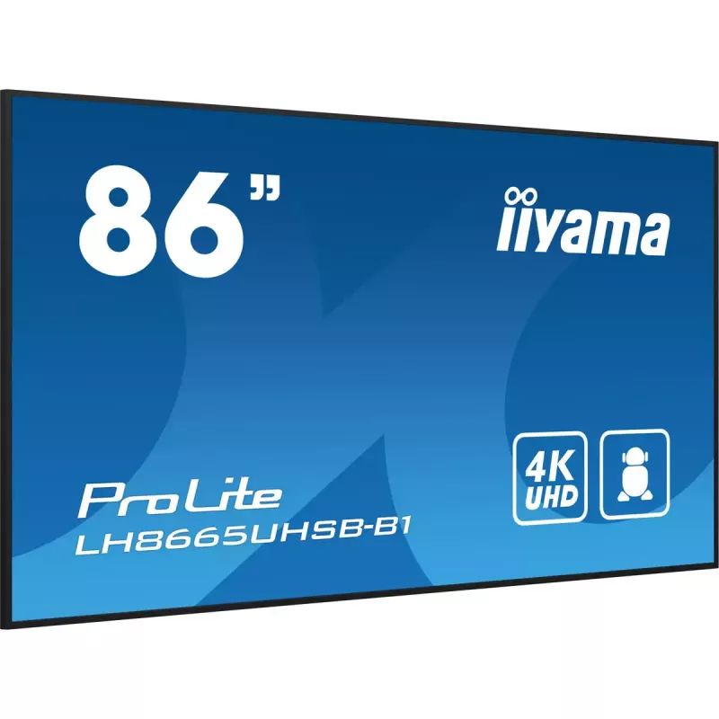 iiyama LH8665UHSB-B1 Signage Display Kiosk design 2.18 m (86 inch) LED Wi-Fi 800 cd/m² 4K Ultra HD Black Built-in processor Android 11 24/7