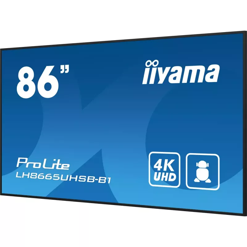 iiyama LH8665UHSB-B1 Signage Display Kiosk design 2.18 m (86 inch) LED Wi-Fi 800 cd/m² 4K Ultra HD Black Built-in processor Android 11 24/7