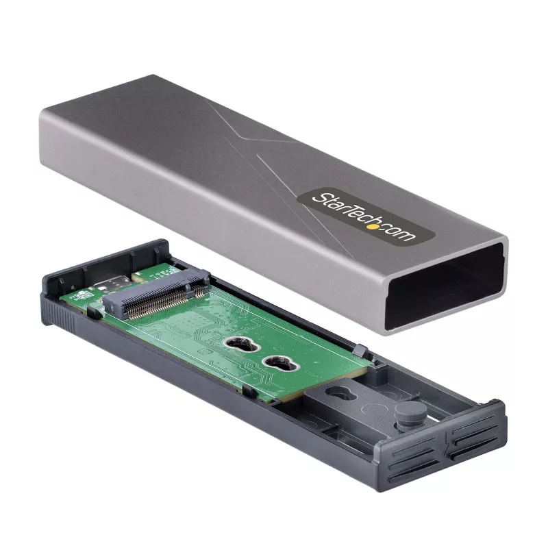 StarTech.com USB-C 10Gbps to M.2 NVMe or M.2 SATA SSD Enclosure - Tool-free External M.2 PCIe/SATA NGFF SSD Aluminum Case - USB Type-C&A Host Cables - Supports 2230/2242/2260/2280