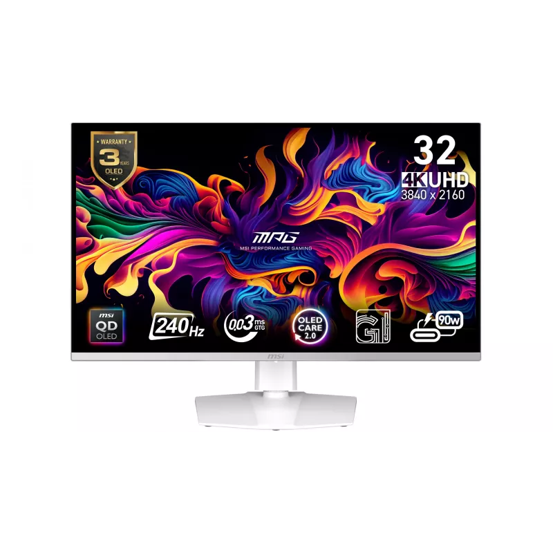 MSI MPG 321URXW QD-OLED computer monitor 80 cm (31.5 inch) 3840 x 2160 pixels 4K Ultra HD White