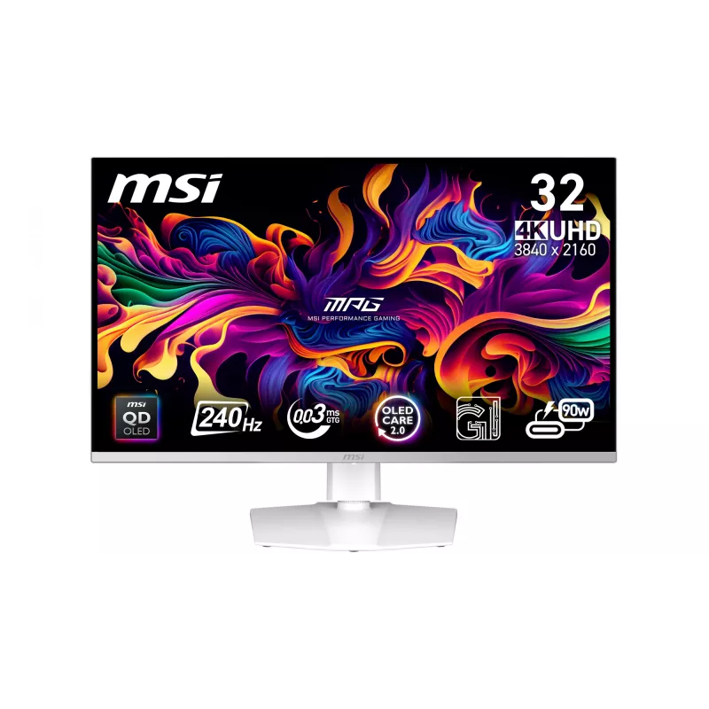 MSI MPG 321URXW QD-OLED computer monitor 80 cm (31.5 inch) 3840 x 2160 pixels 4K Ultra HD White
