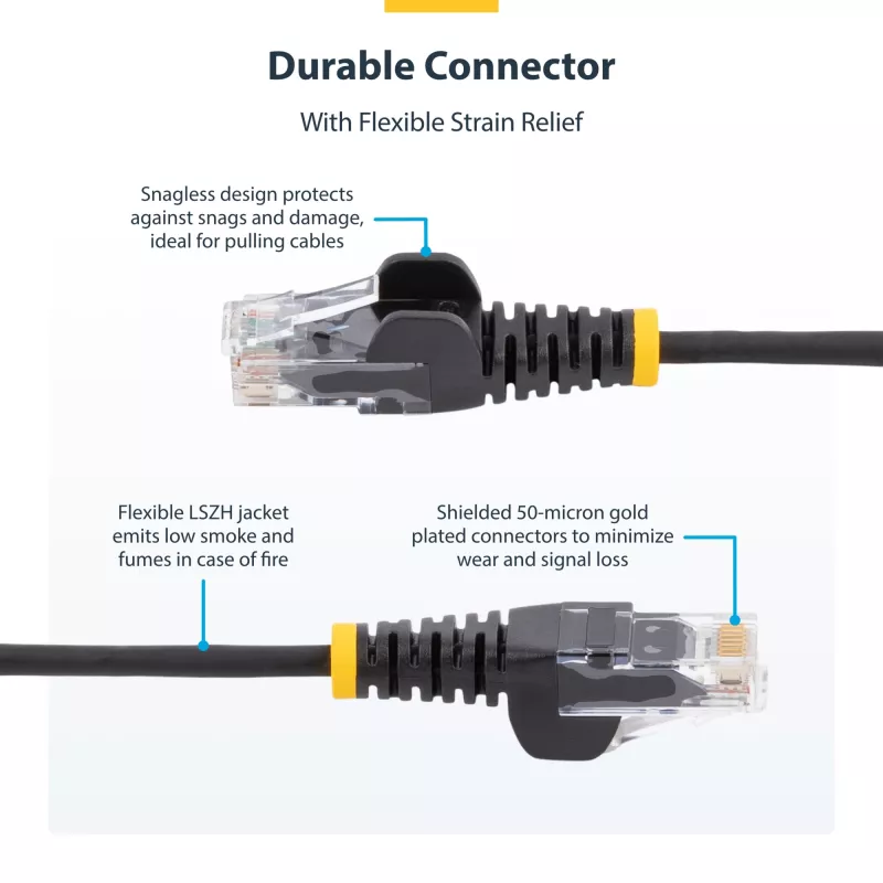 StarTech.com 2 m CAT6 Cable - Slim - Snagless RJ45 Connectors - Black