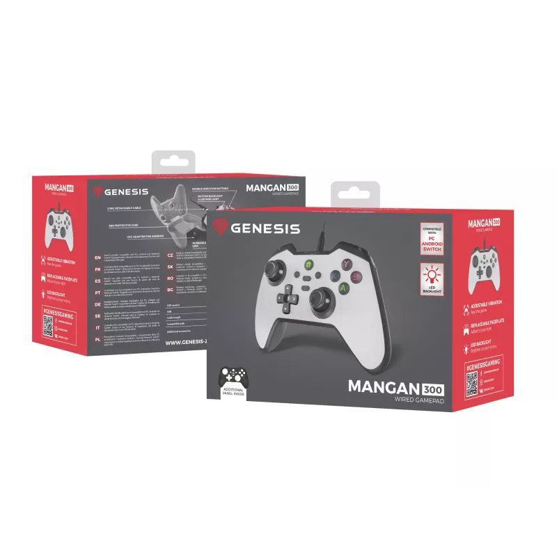 GENESIS Mangan 300 White USB Gamepad Analogue / Digital Android, Nintendo Switch, PC