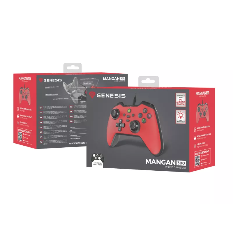 GENESIS Mangan 300 Red USB Gamepad Analogue / Digital Android, Nintendo Switch, PC