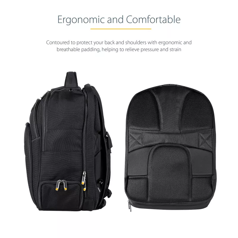 StarTech.com 15.6 inch Laptop Backpack with Removable Accessory Organizer Case - Professional IT Tech Backpack for Work/Travel/Commute - Ergonomic Computer Bag - Durable Ballistic Nylon - Notebook/Tablet Pockets