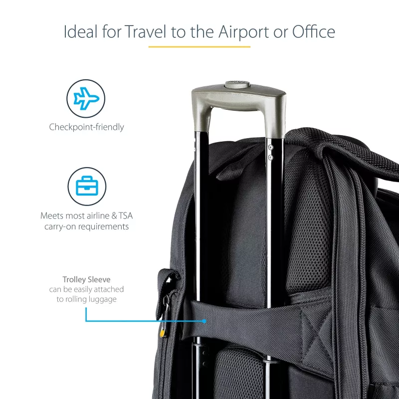 StarTech.com 15.6 inch Laptop Backpack with Removable Accessory Organizer Case - Professional IT Tech Backpack for Work/Travel/Commute - Ergonomic Computer Bag - Durable Ballistic Nylon - Notebook/Tablet Pockets