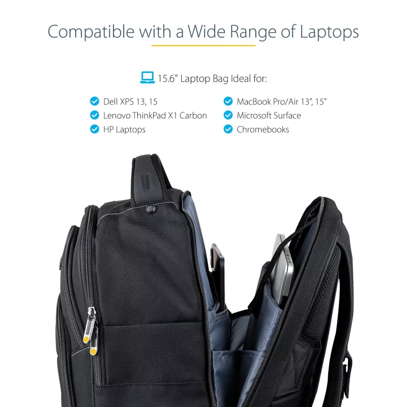 StarTech.com 15.6 inch Laptop Backpack with Removable Accessory Organizer Case - Professional IT Tech Backpack for Work/Travel/Commute - Ergonomic Computer Bag - Durable Ballistic Nylon - Notebook/Tablet Pockets