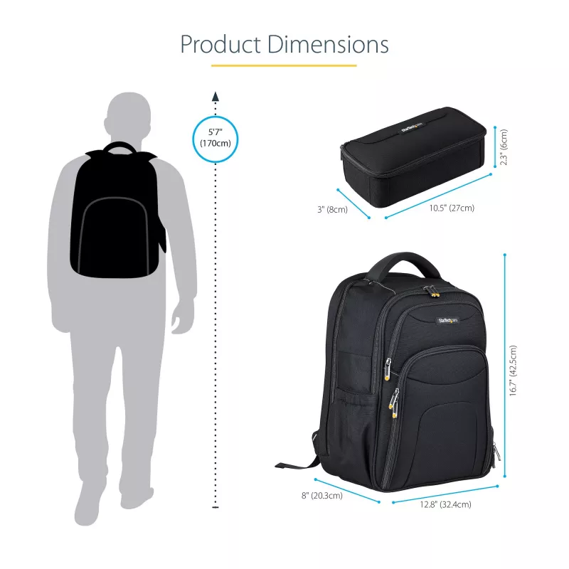 StarTech.com 15.6 inch Laptop Backpack with Removable Accessory Organizer Case - Professional IT Tech Backpack for Work/Travel/Commute - Ergonomic Computer Bag - Durable Ballistic Nylon - Notebook/Tablet Pockets