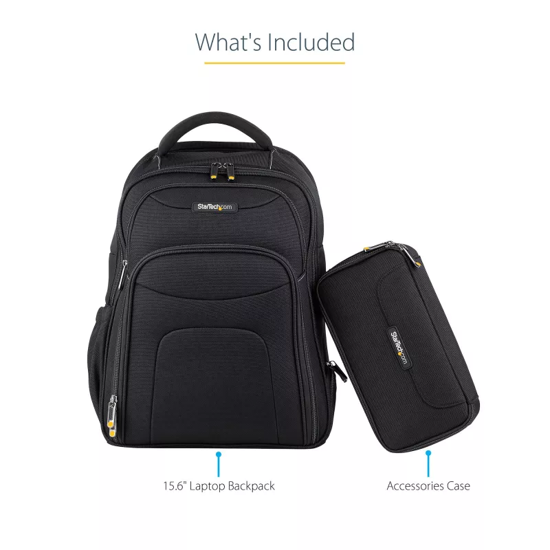 StarTech.com 15.6 inch Laptop Backpack with Removable Accessory Organizer Case - Professional IT Tech Backpack for Work/Travel/Commute - Ergonomic Computer Bag - Durable Ballistic Nylon - Notebook/Tablet Pockets