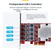 StarTech.com 4-Port USB Type-C PCIe Card, USB 3.2 10Gbps, USB-C PCI Express Expansion Card, 4x Independent USB Controllers, Windows/Linux/macOS, TAA-Compliant
