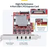 StarTech.com 4-Port USB Type-C PCIe Card, USB 3.2 10Gbps, USB-C PCI Express Expansion Card, 4x Independent USB Controllers, Windows/Linux/macOS, TAA-Compliant