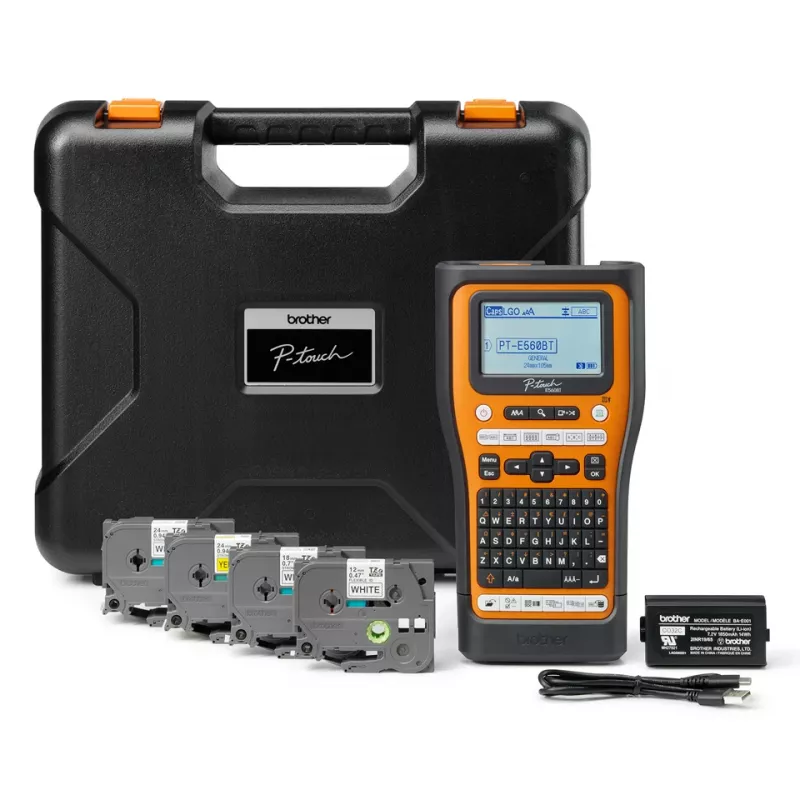 Brother PT-E560BTSP label printer Thermal transfer 180 x 180 DPI 30 mm/sec Wired & Wireless HSE/TZe Bluetooth QWERTY