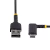 StarTech.com 6ft (2m) USB A to C Charging Cable Right Angle - Heavy Duty Fast Charge USB-C Cable - Black USB 2.0 A to Type-C - Rugged Aramid Fiber - 3A - USB Charging Cord