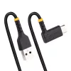StarTech.com 6ft (2m) USB A to C Charging Cable Right Angle - Heavy Duty Fast Charge USB-C Cable - Black USB 2.0 A to Type-C - Rugged Aramid Fiber - 3A - USB Charging Cord
