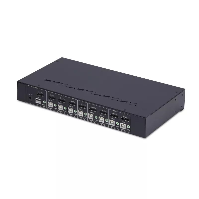 StarTech.com 8-Port DisplayPort KVM Switch with 1U Rack Mount Kit, 4K 60Hz DP 1.2, Push-Button & Hotkey Switching, 4-Port USB Hub, OS Independent, TAA Compliant