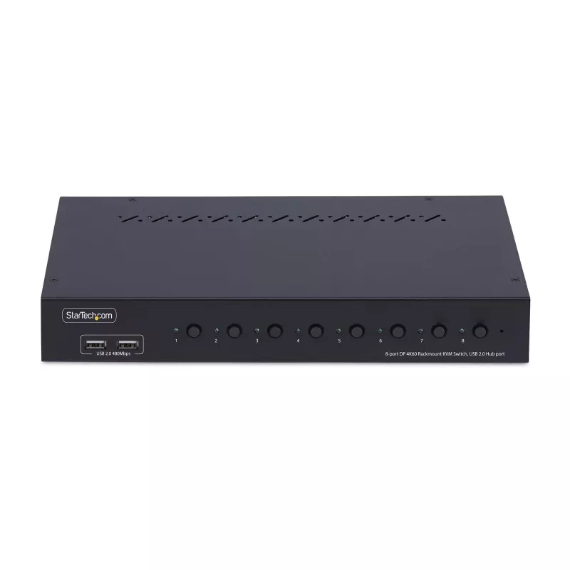 StarTech.com 8-Port DisplayPort KVM Switch with 1U Rack Mount Kit, 4K 60Hz DP 1.2, Push-Button & Hotkey Switching, 4-Port USB Hub, OS Independent, TAA Compliant