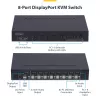 StarTech.com 8-Port DisplayPort KVM Switch with 1U Rack Mount Kit, 4K 60Hz DP 1.2, Push-Button & Hotkey Switching, 4-Port USB Hub, OS Independent, TAA Compliant