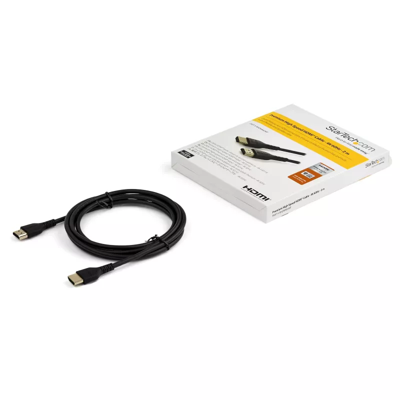 StarTech.com 6ft (2m) Slim HDMI 2.0 Cable, Flexible Premium Certified HDMI Cord with Ethernet, UHD 4K 60Hz HDR10, Durable Aramid Fiber Design with TPE Jacket