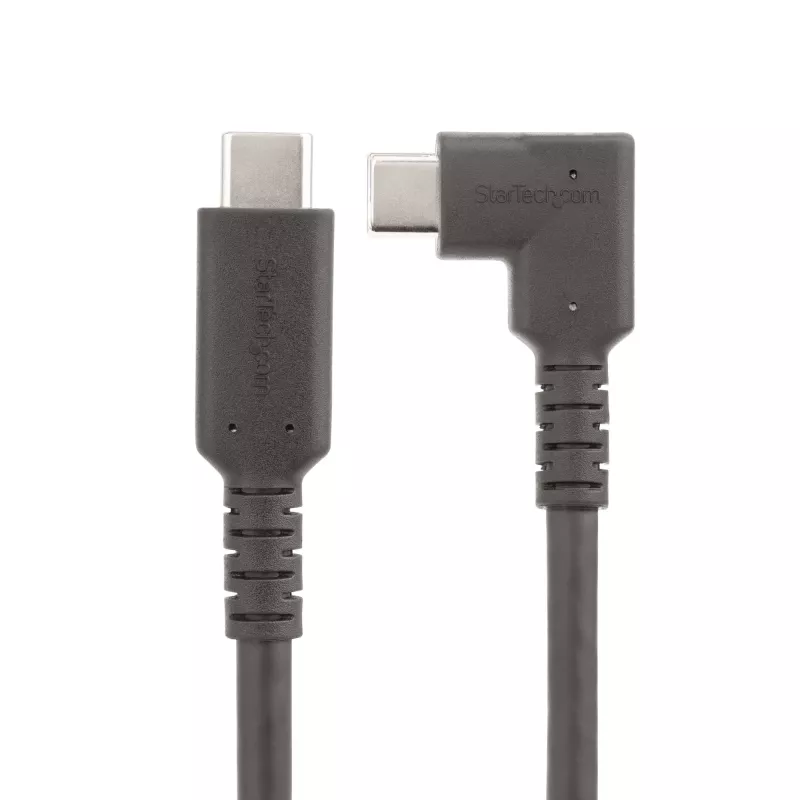 StarTech.com 6.6ft (2m) USB-C Cable, Right-Angled, USB 5Gbps, 100W (5A) Power Delivery, 4K 60Hz DP Alt Mode, Rugged USB C Cord - Thunderbolt Compatible