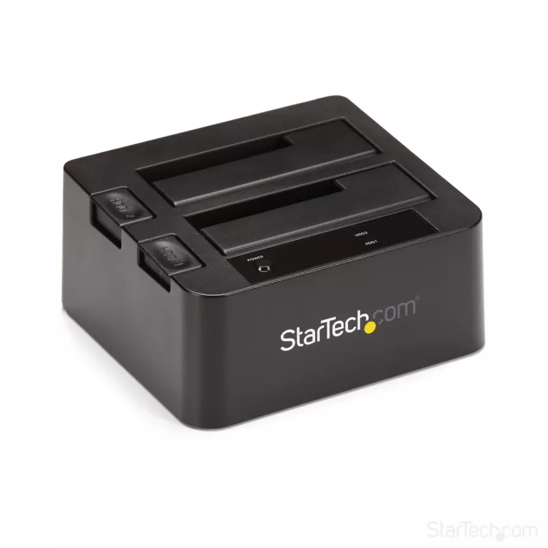 StarTech.com Dual-Bay USB 3.2 Gen 2 to SATA Hard Drive Docking Station, USB 10Gbps Hard Drive Dock, External 2.5/3.5 inch SATA I/II/III SSD/HDD Docking Station, Hot-Swap Hard Drive Bay, Top-Loading