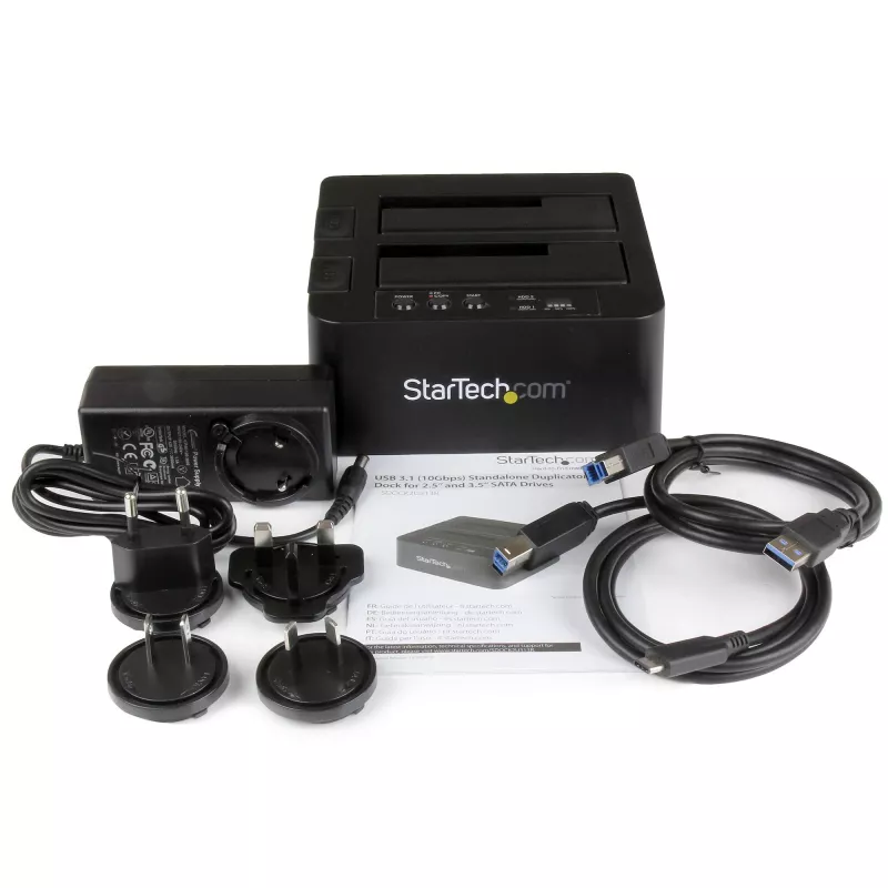 StarTech.com Standalone Hard Drive Duplicator, Dual Bay HDD/SSD Cloner/Copier, USB 3.1 (10Gbps) to SATA III HDD/SSD Docking Station, Hard Disk Duplicator Dock, Hard Drive Cloner