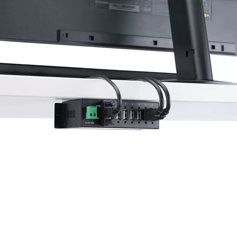 StarTech.com 7-Port USB 2.0 Hub - Metal Industrial USB-A Hub with ESD Protection & 350W Surge Protection - Din Rail, Wall or Desk Mountable - TAA Compliant USB Expander Hub